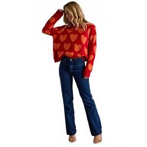 NEW PANACHE APPAREL heart knit sweater in red